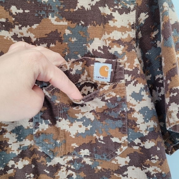 CARHARTT Mens Print Ripstop Utility Top - DIGI CAMO KHAKI - Picture 7 of 10